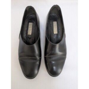 Barney’s New York Womens Sz 41 US 10 Black Leather Loafers Slip On Shoes Vtg.